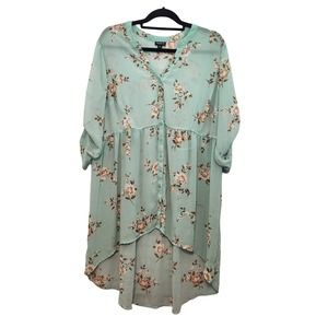 Torrid Mint Floral Blouse